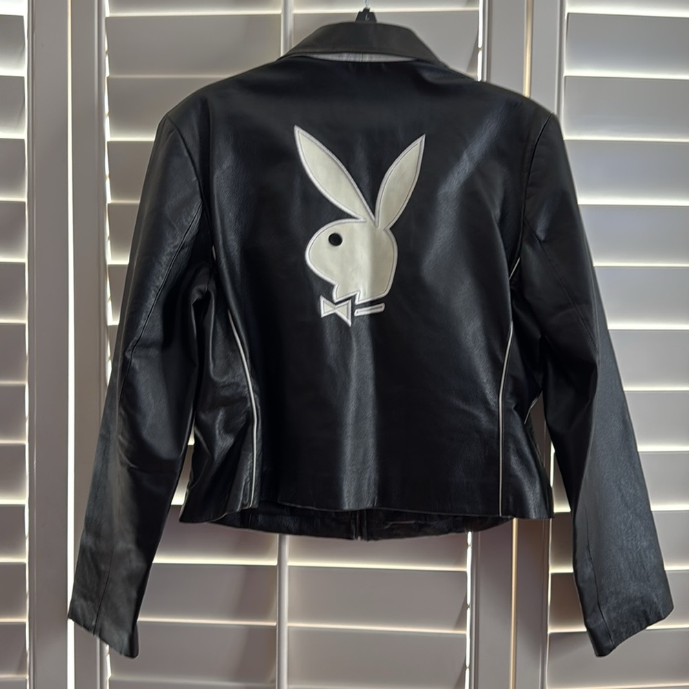 VINTAGE Playboy Black/White Bunny Leather Jacket, Size Large